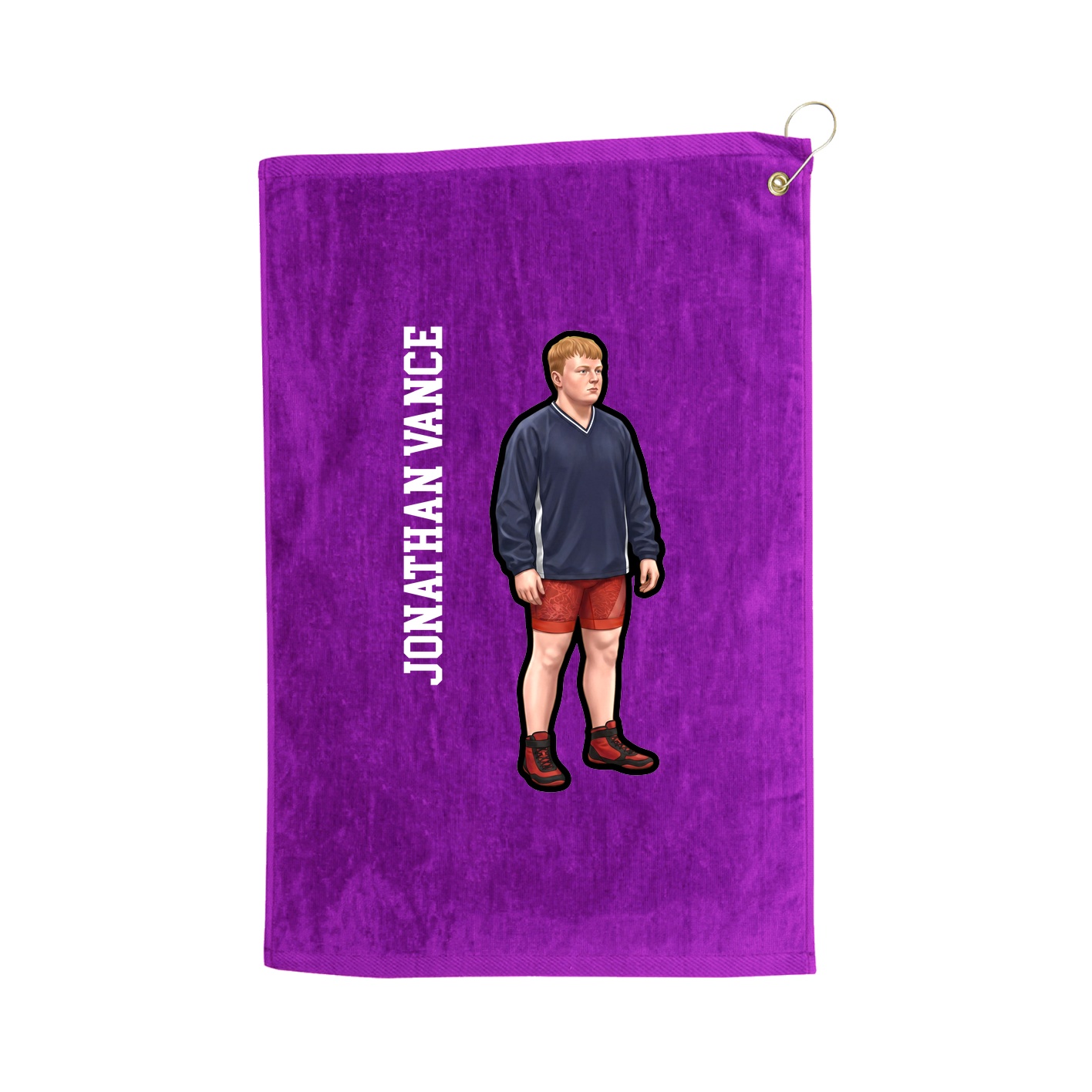 Golf Towel — Name Vertical in Purple