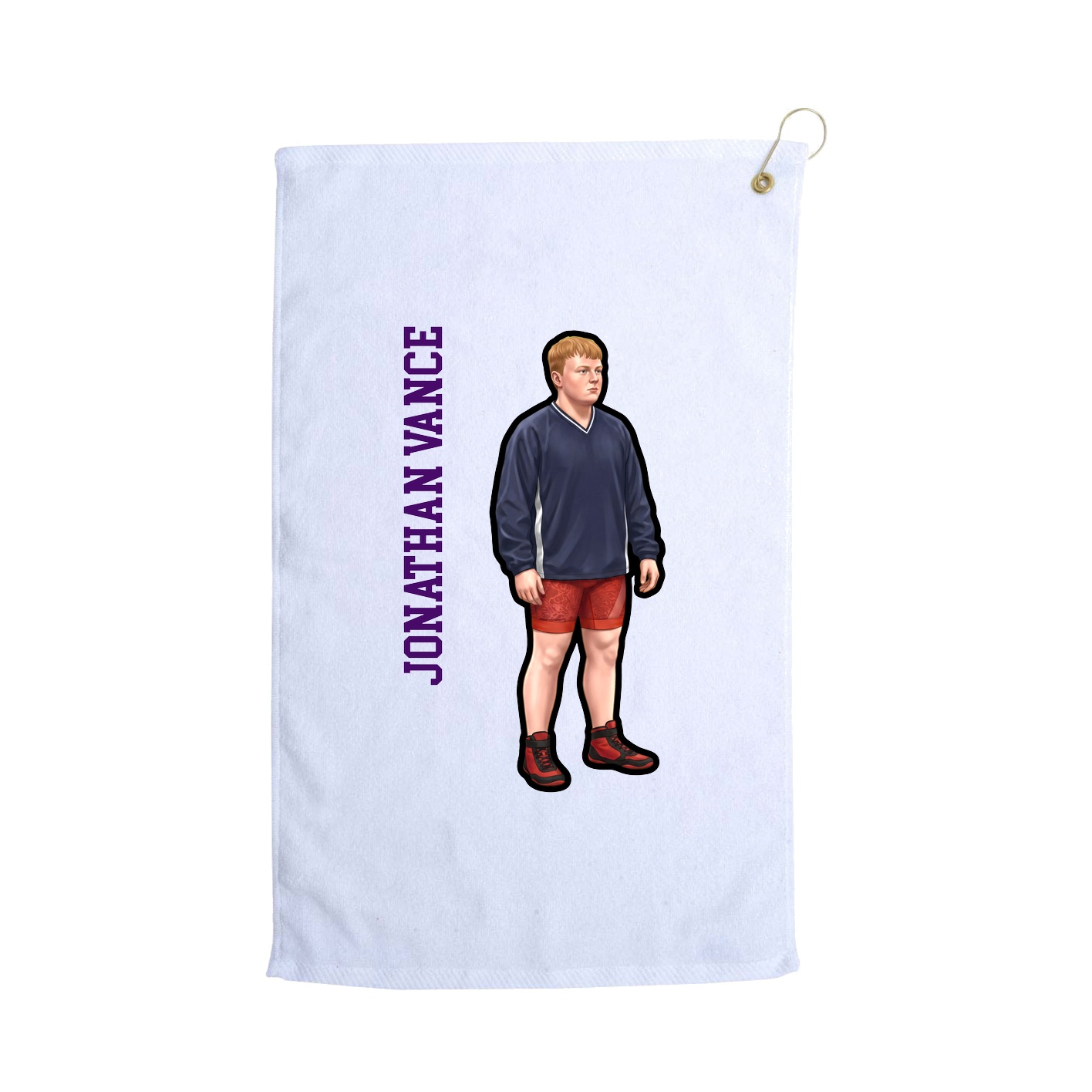 Golf Towel — Name Vertical in White