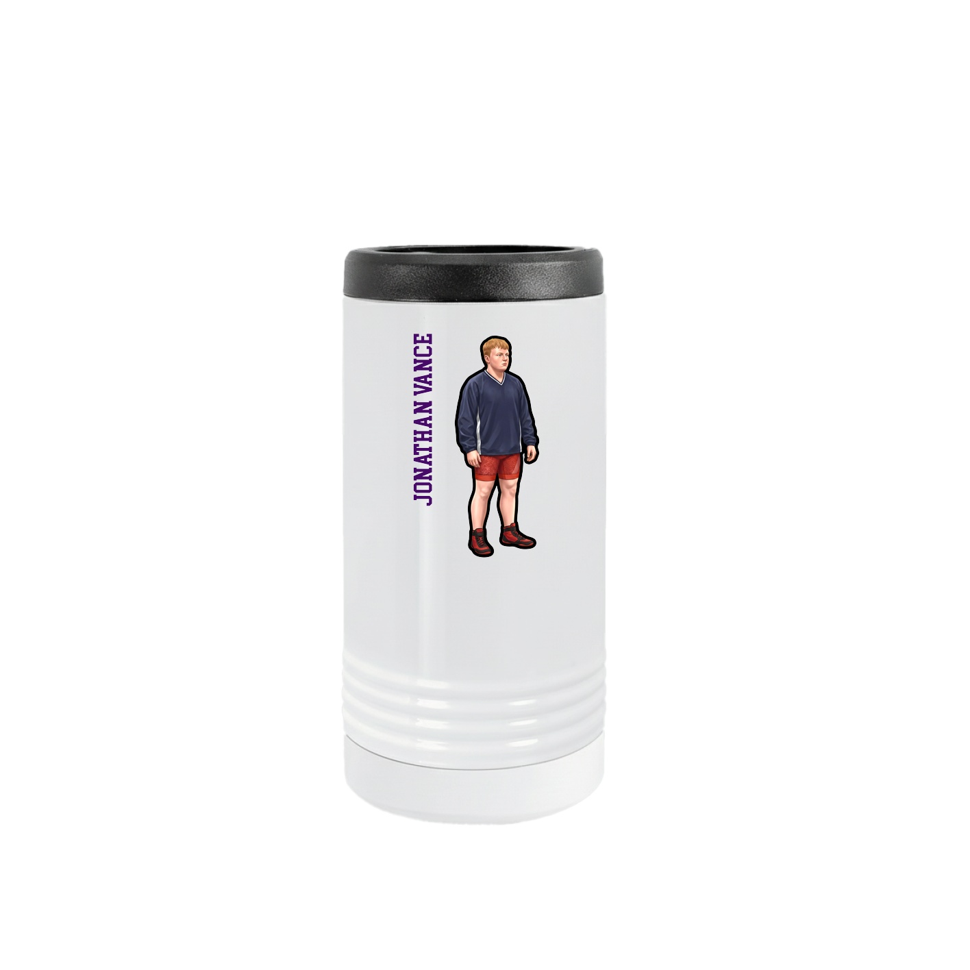 Slim Beverage Holder — Name Vertical in White
