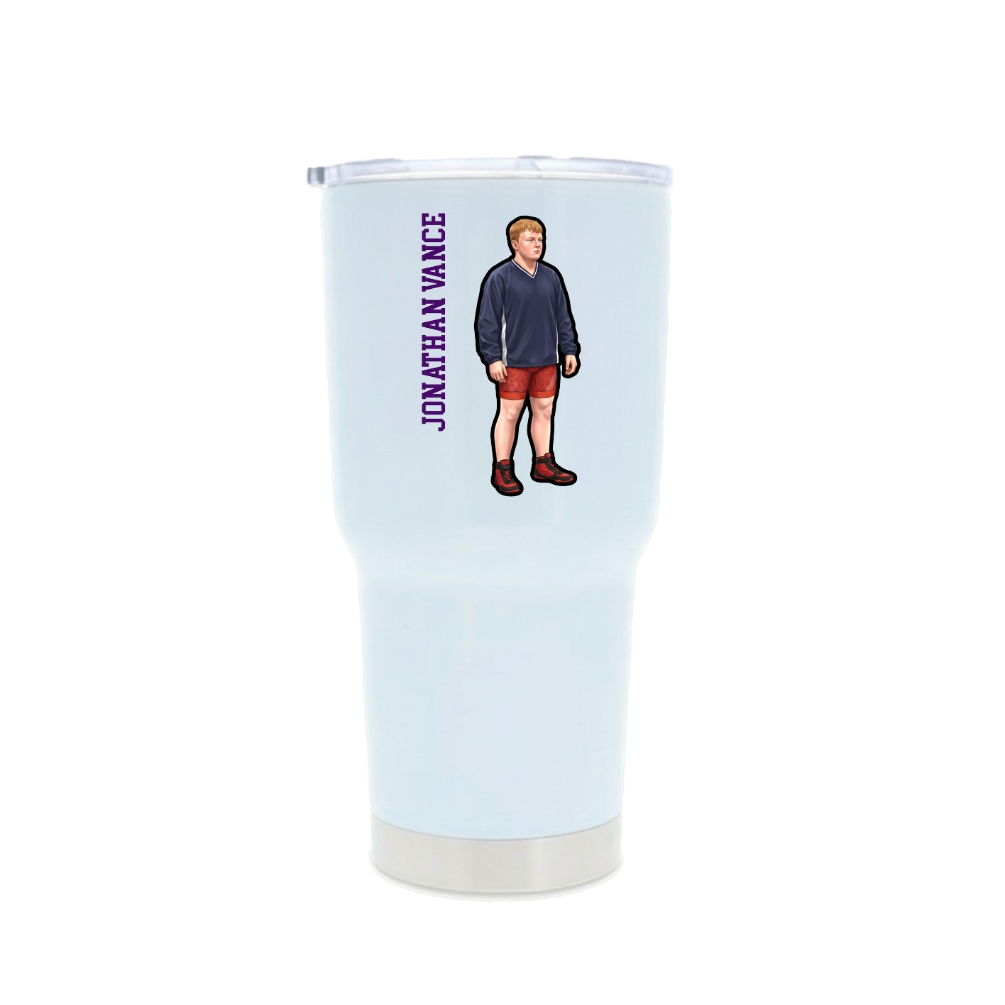 30oz Stainless Steel Tumbler — Name Vertical in White