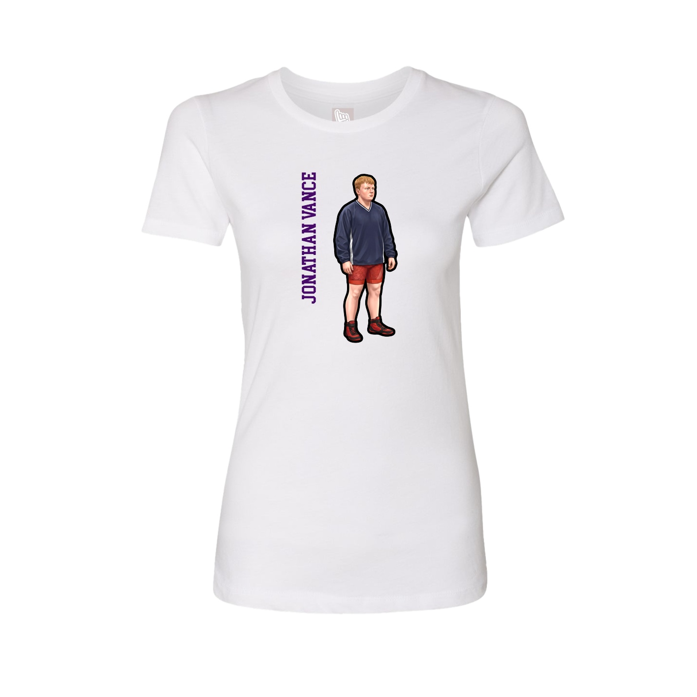 Womens Tee — Name Vertical in White