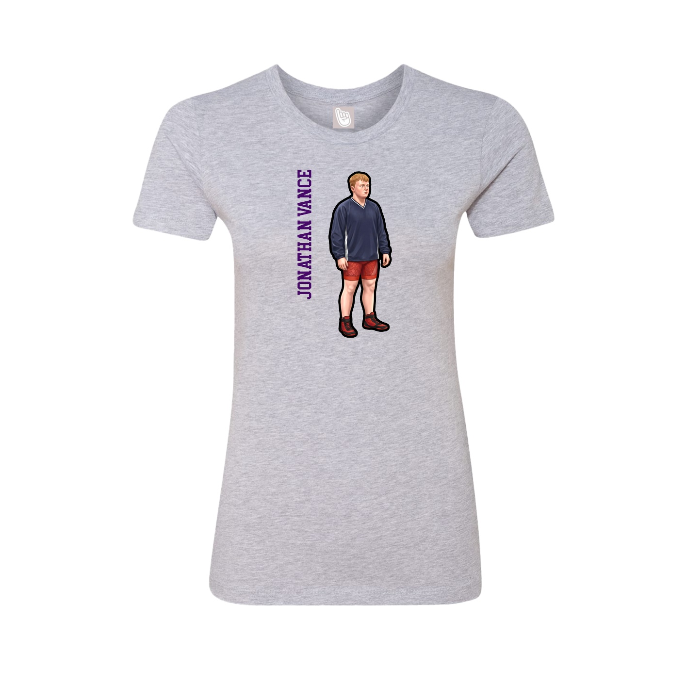 Fitted Women's Tee — Name Vertical in Grey