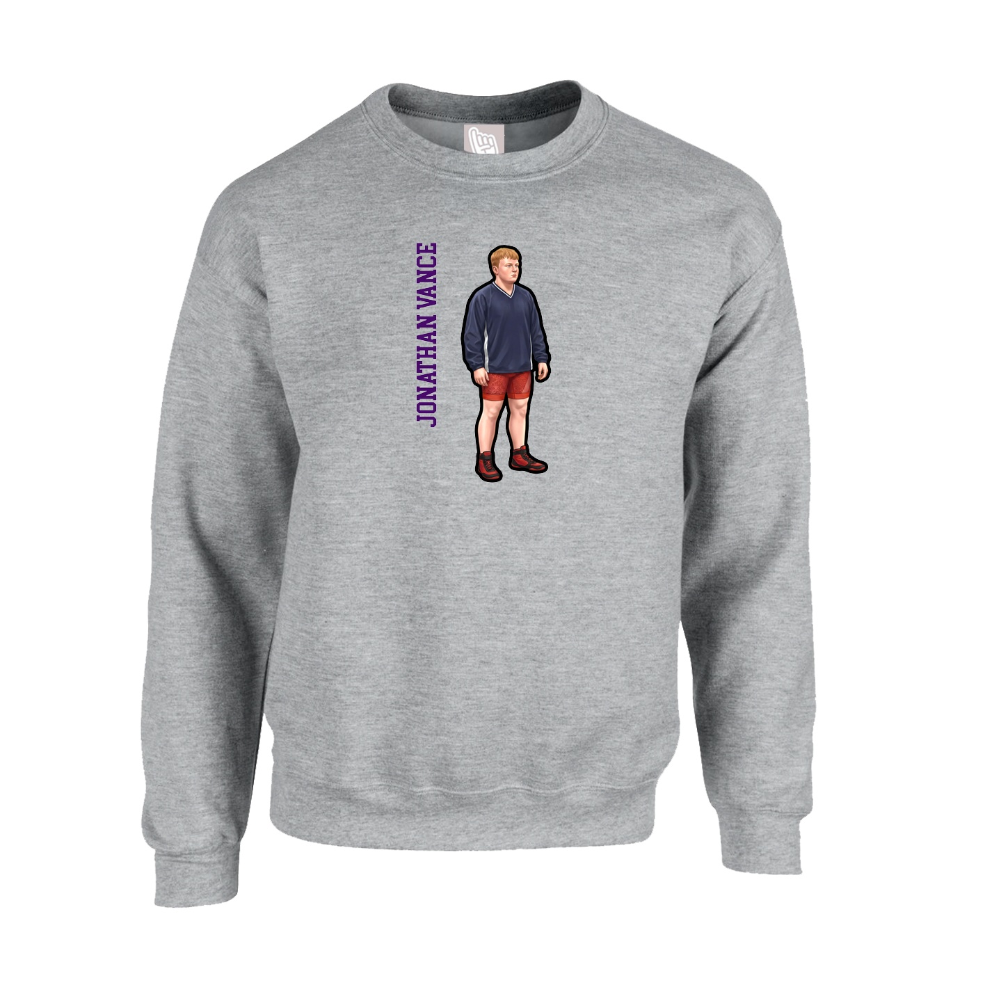 Fleece Crew — Name Vertical in Grey