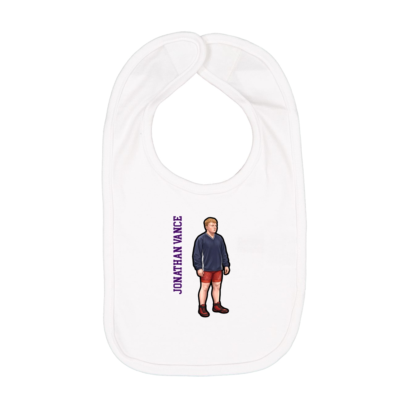 Infant Bib — Name Vertical in White