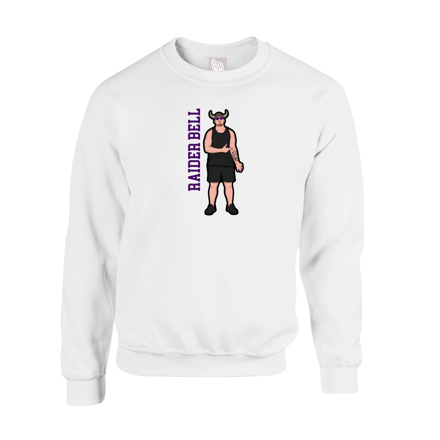 Fleece Crew — Name Vertical in White