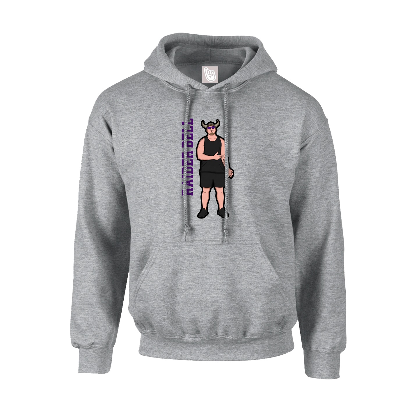 Youth Hoodie — Name Vertical in Grey
