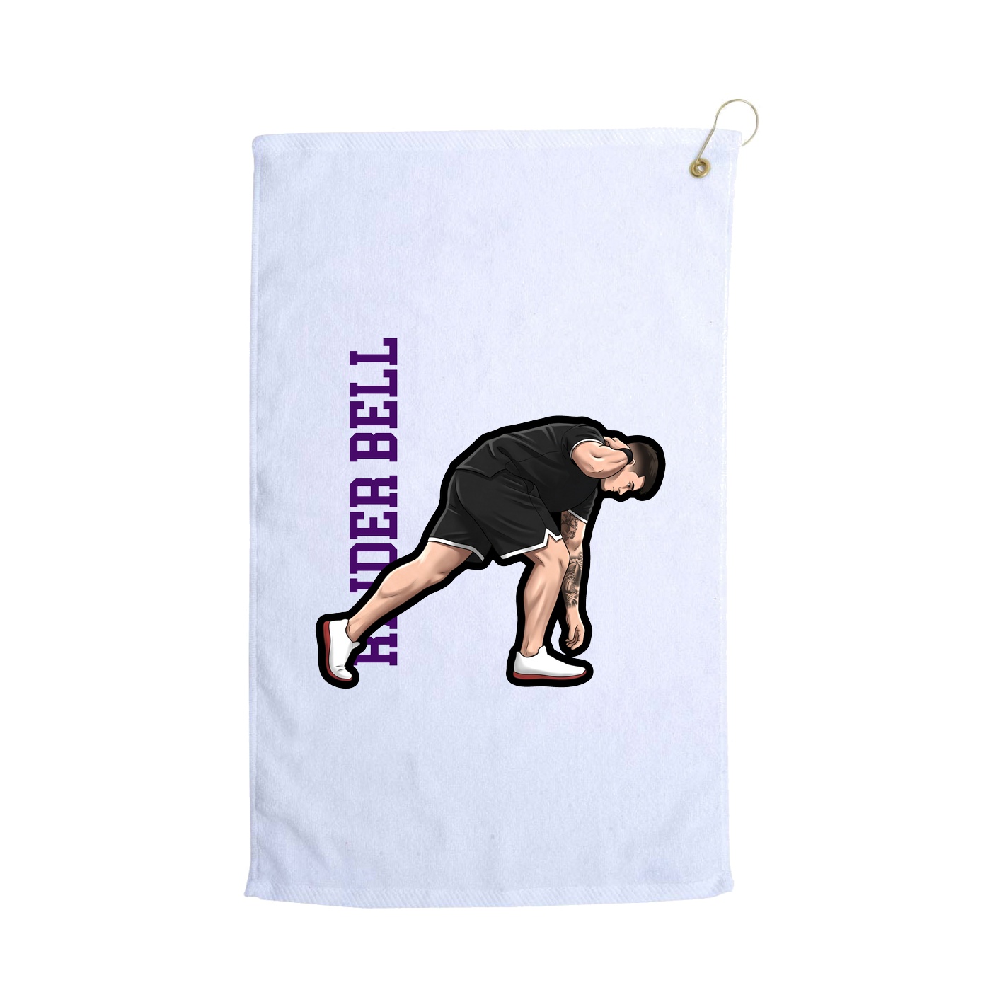 Golf Towel — Name Vertical in White