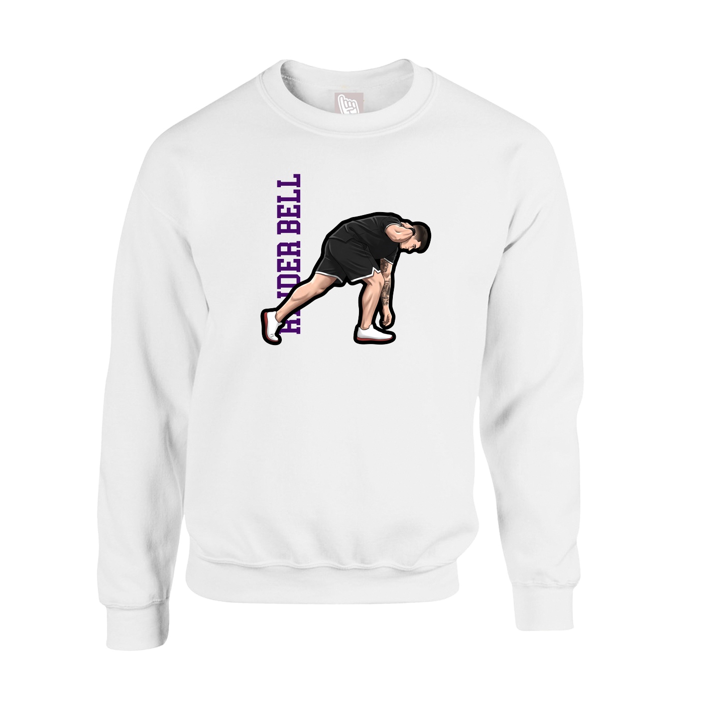 Fleece Crew — Name Vertical in White