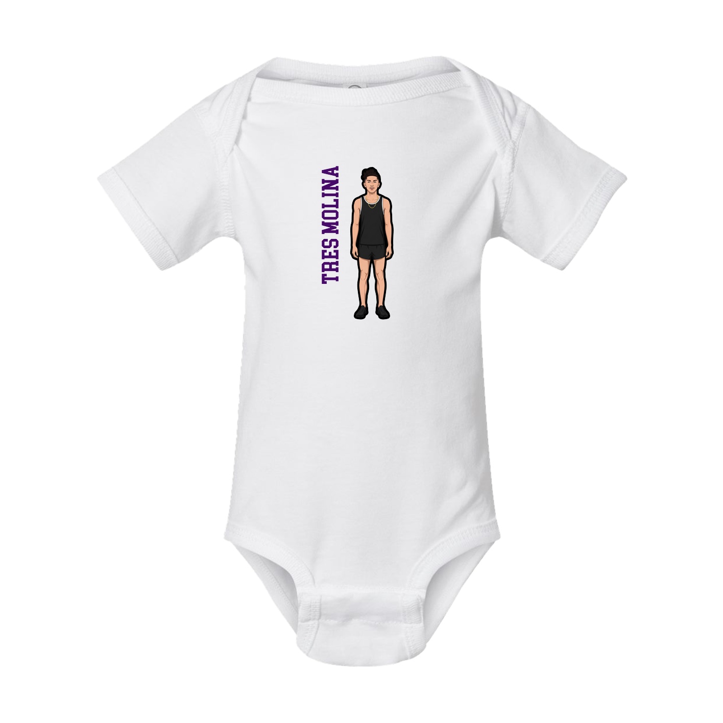 Baby Onesie — Name Vertical in White