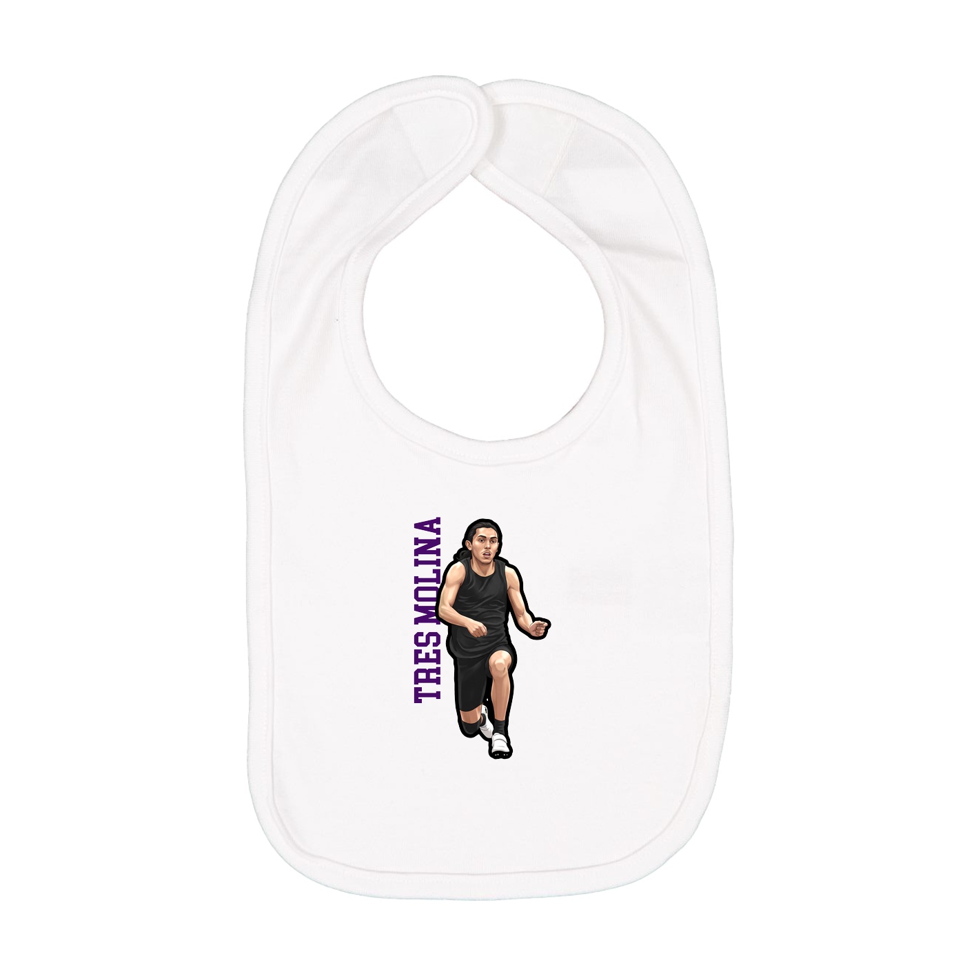 Infant Bib — Name Vertical in White