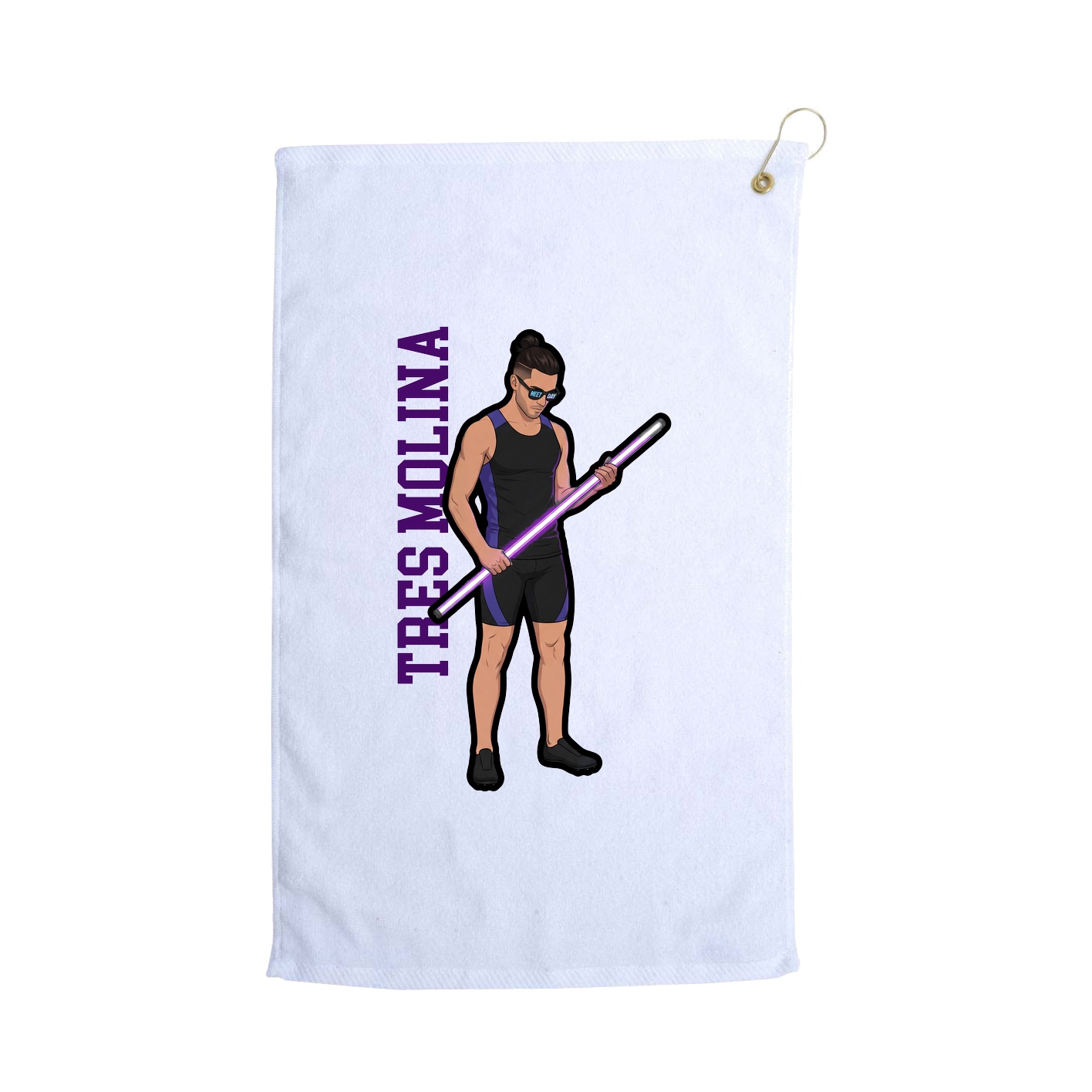 Golf Towel — Name Vertical in White