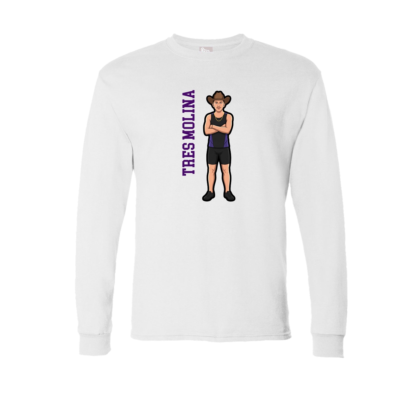 Long Sleeve Tee — Name Vertical in White