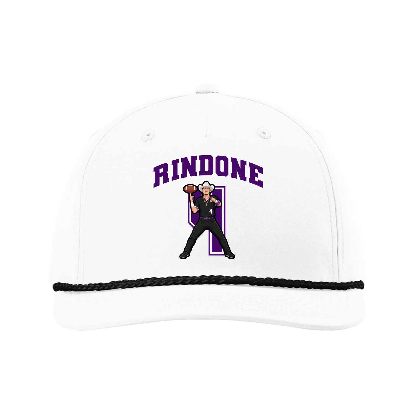 Five-Panel Classic Rope Cap — Number in White