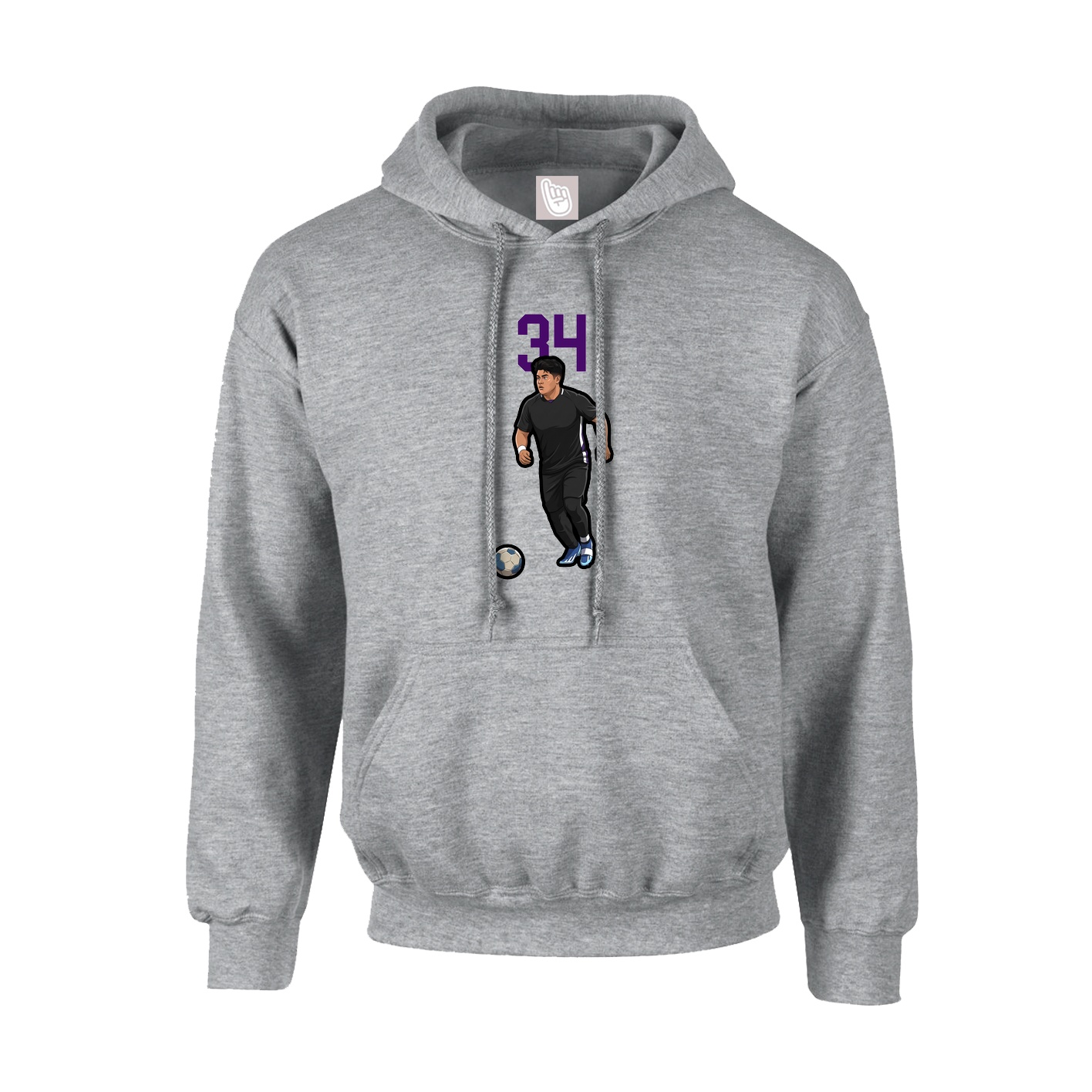 Youth Hoodie — Number Top in Grey
