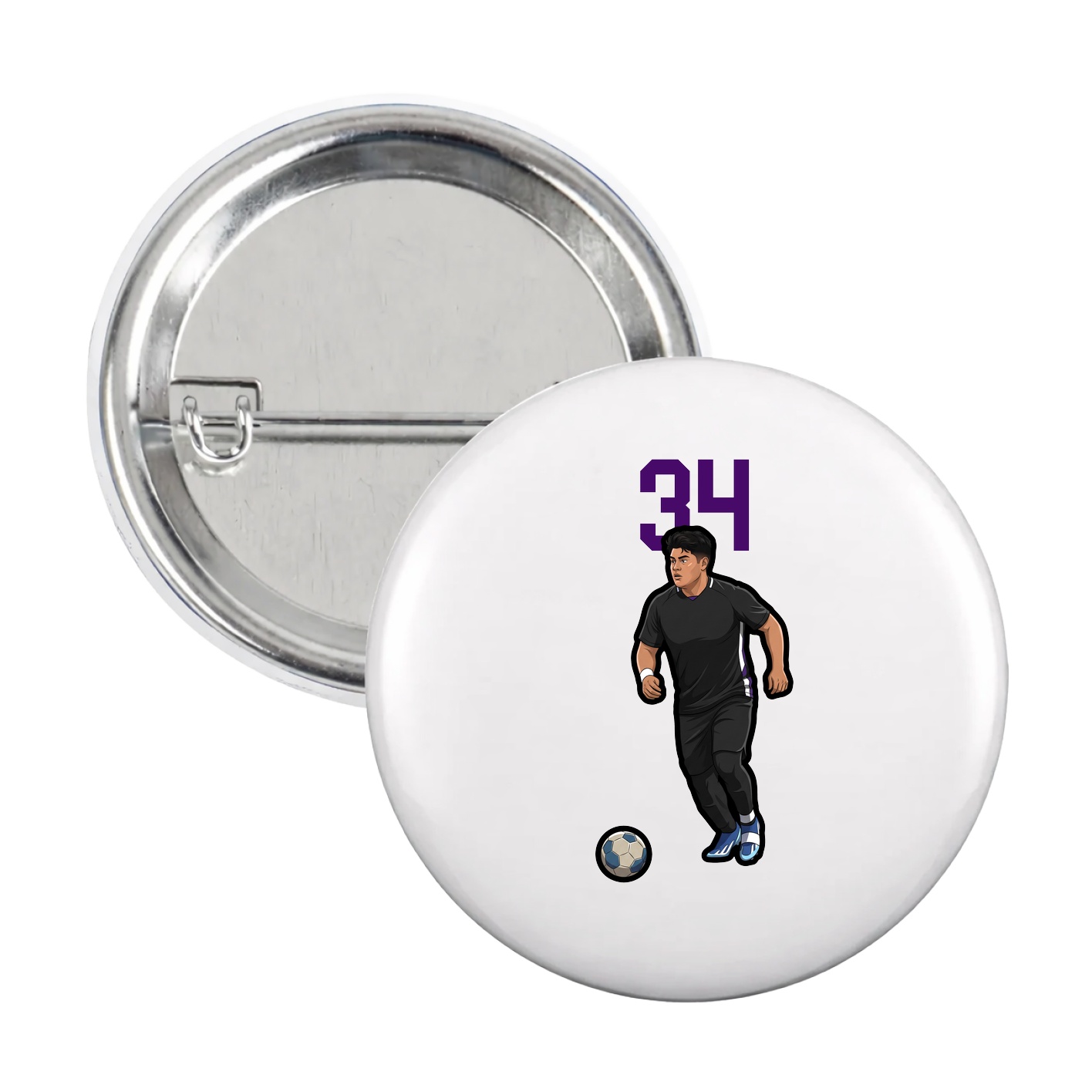 Game Day Button — Number Top in White