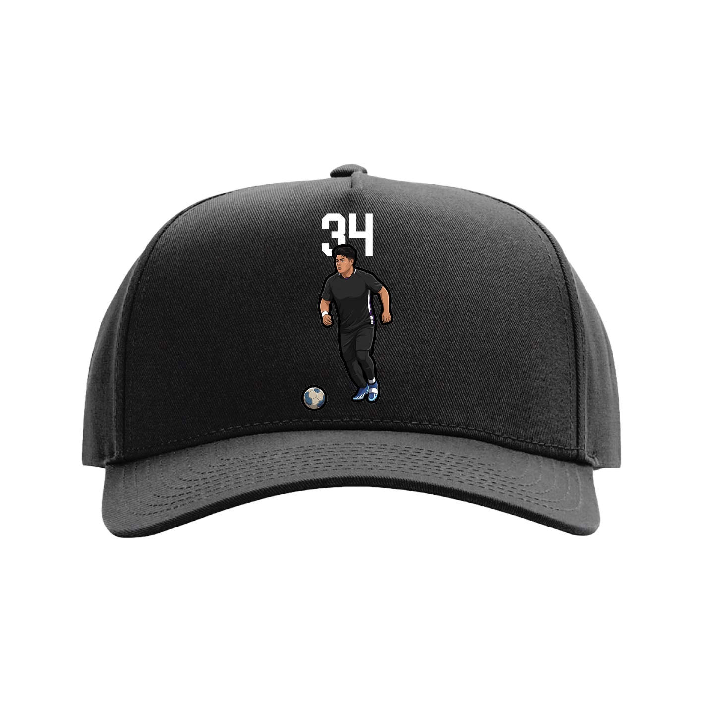 Full Fabric Five-Panel Champ Cap — Number Top in Black