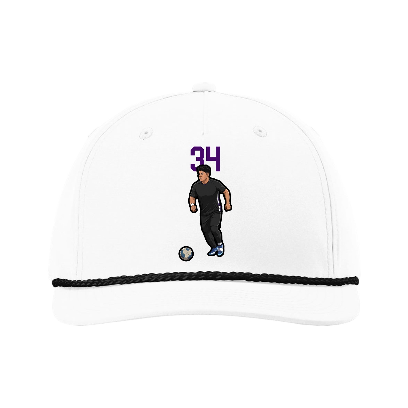 Five-Panel Classic Rope Cap — Number Top in White