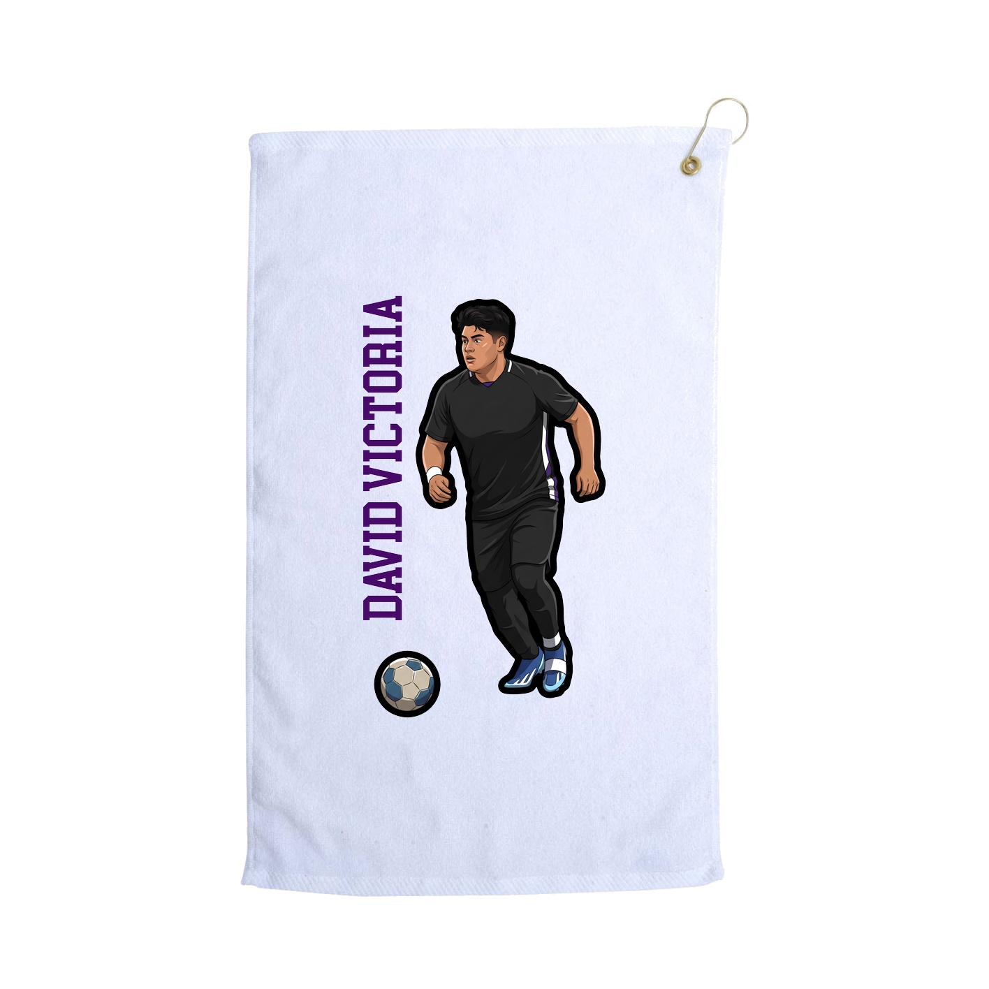 Golf Towel — Name Vertical in White