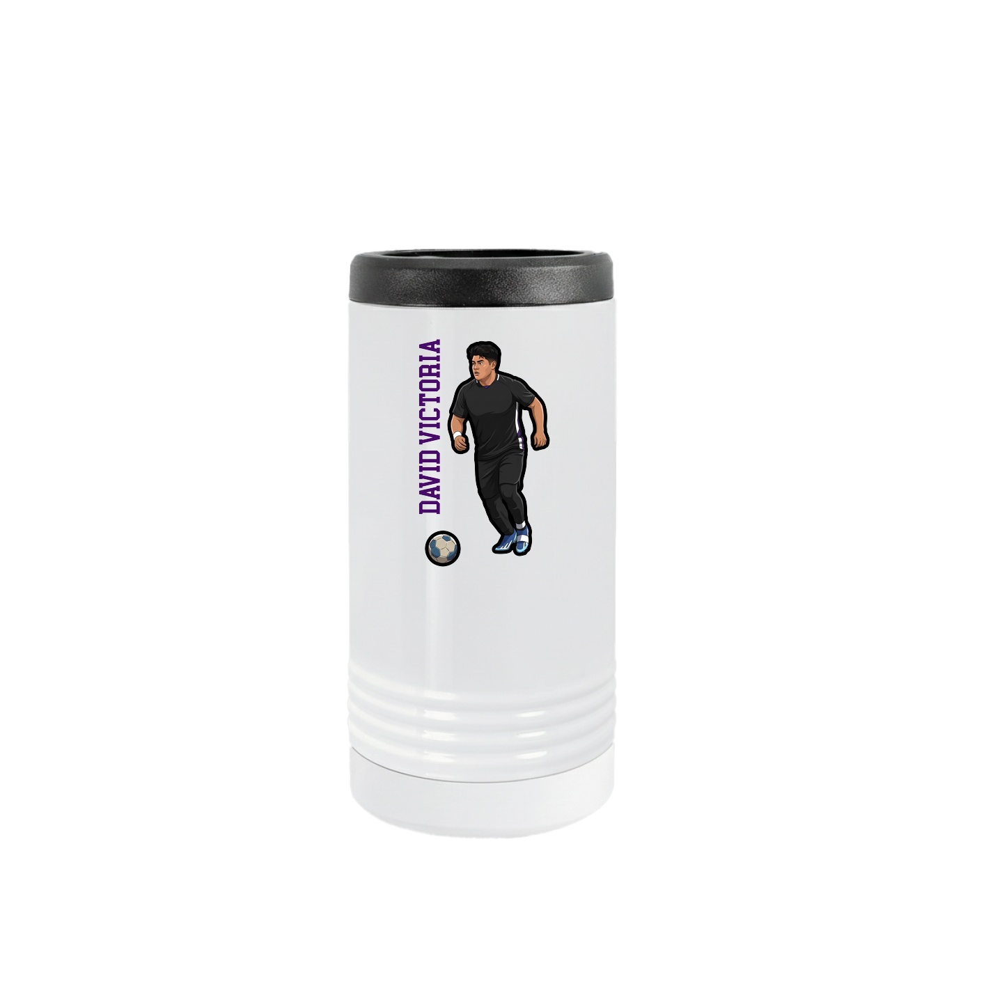 Slim Beverage Holder — Name Vertical in White