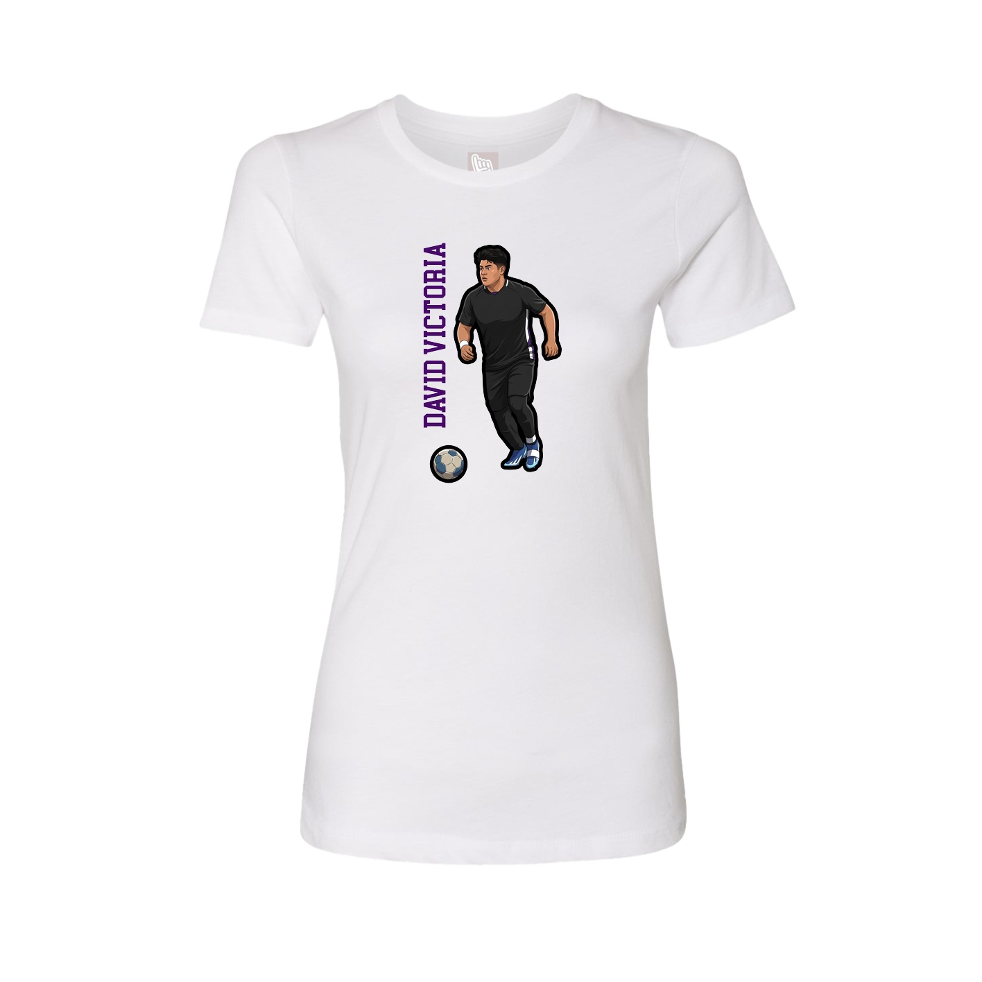 Fitted Women's Tee — Name Vertical in White