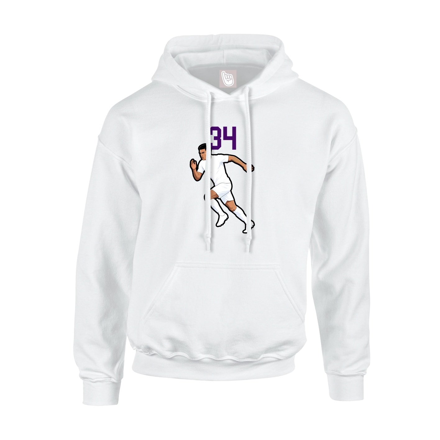 Youth Hoodie — Number Top in White