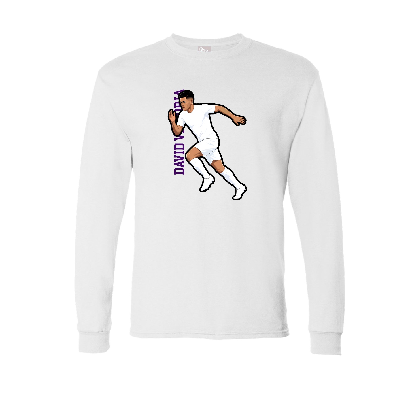 Long Sleeve Tee — Name Vertical in White