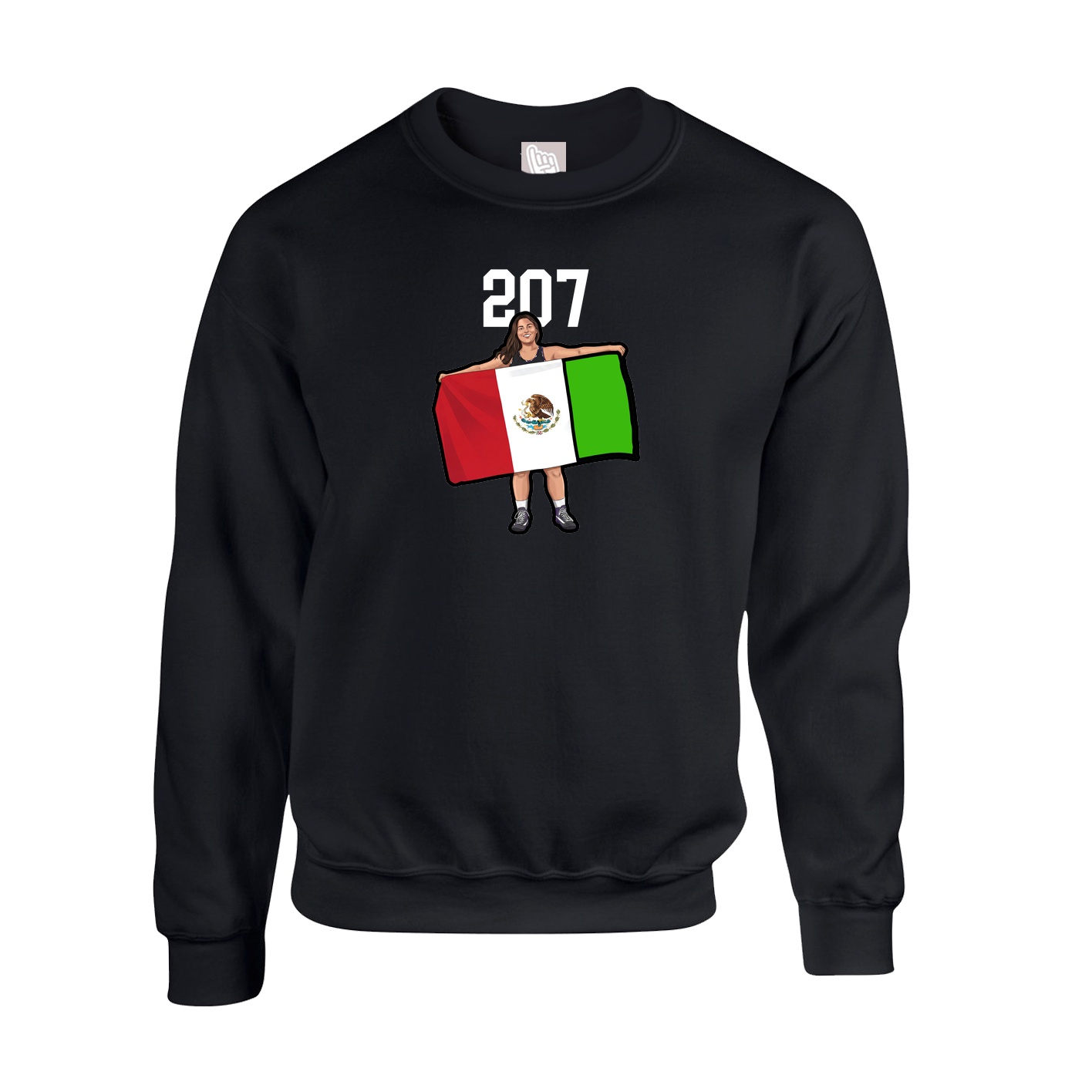 Fleece Crew — Number Top in Black