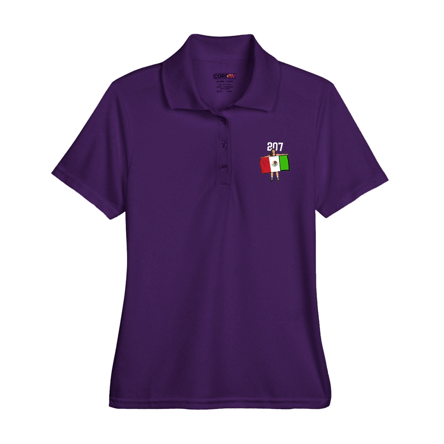 Womens Performance Polo — Number Top in Purple
