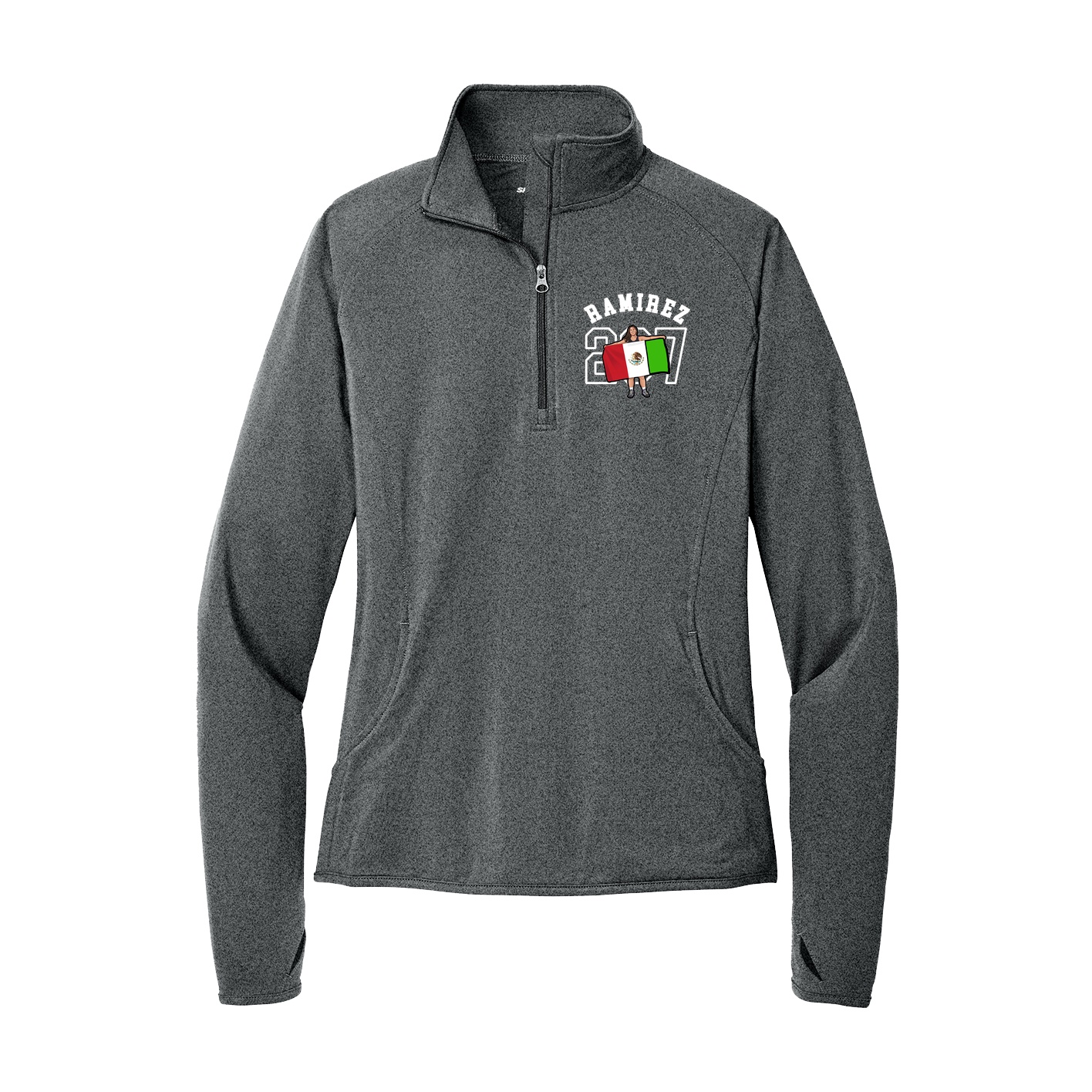 Women's Q-Zip Pullover — Shirsey Arch in Grey