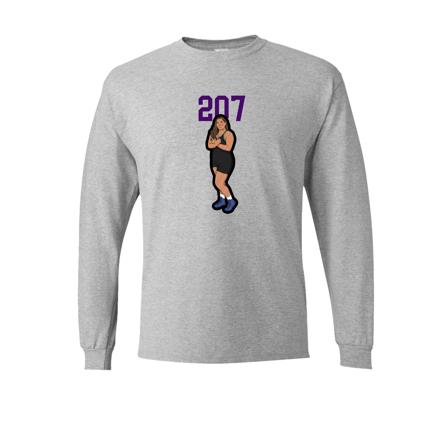 Long Sleeve Tee — Number Top in Grey