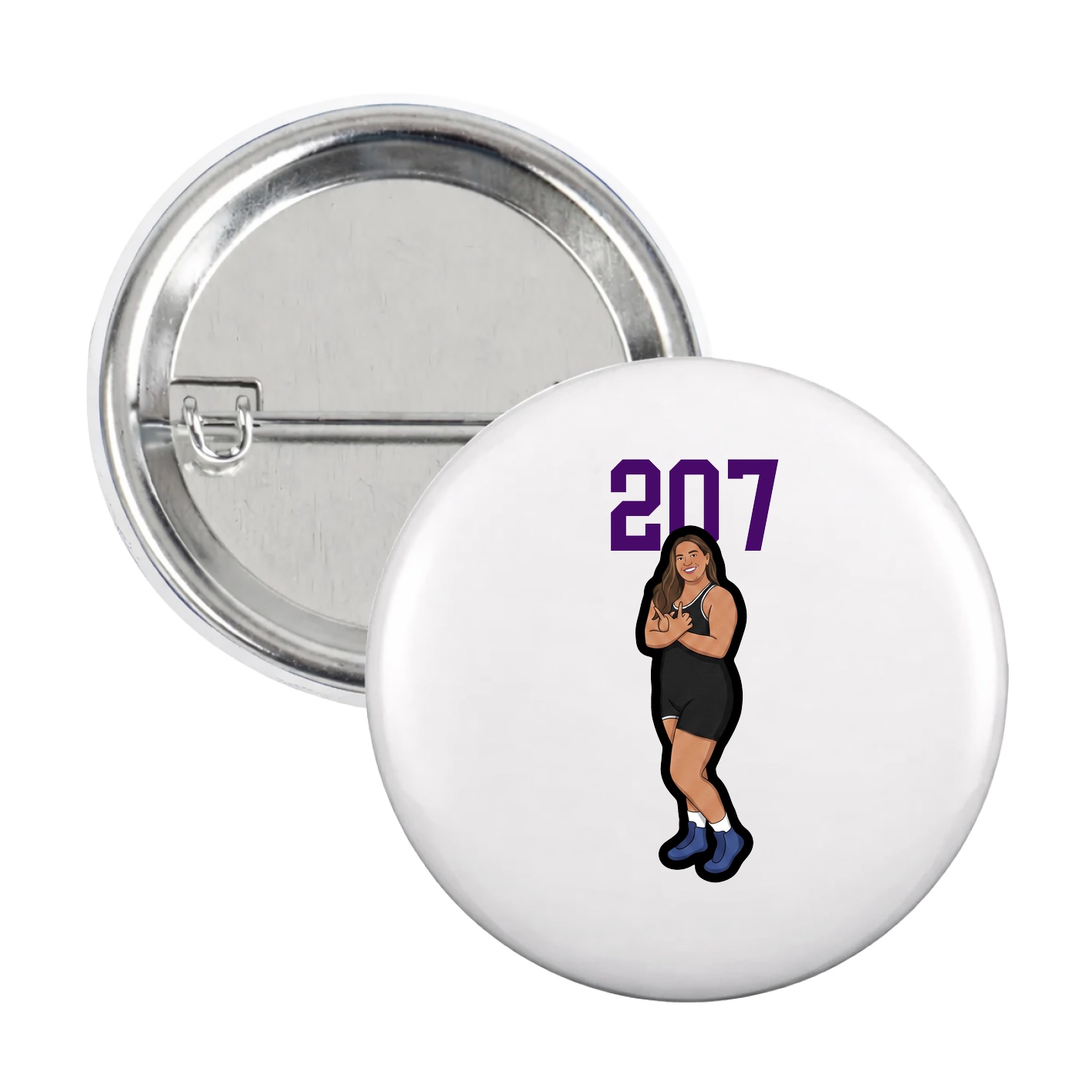 Game Day Button — Number Top in White