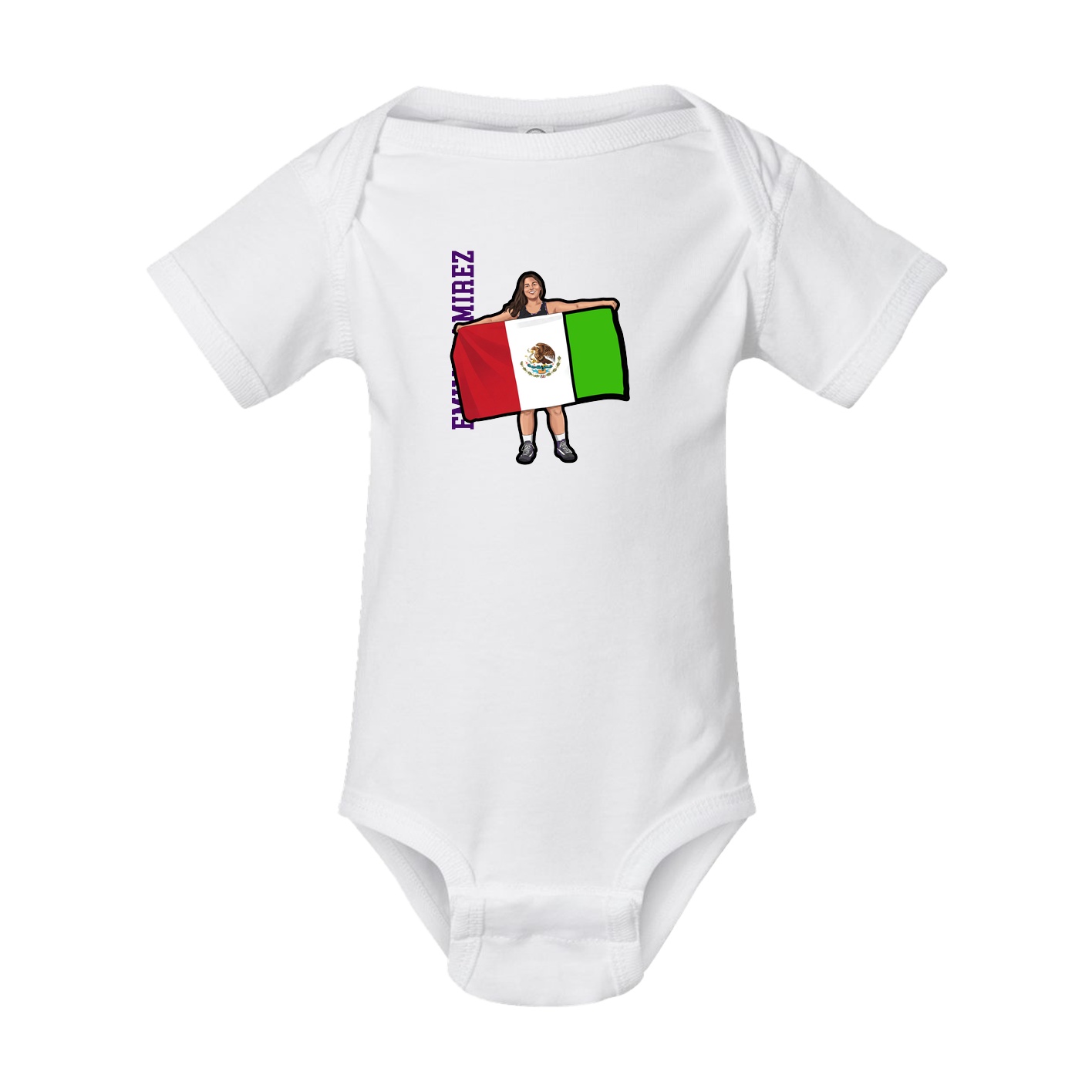 Baby Onesie — Name Vertical in White
