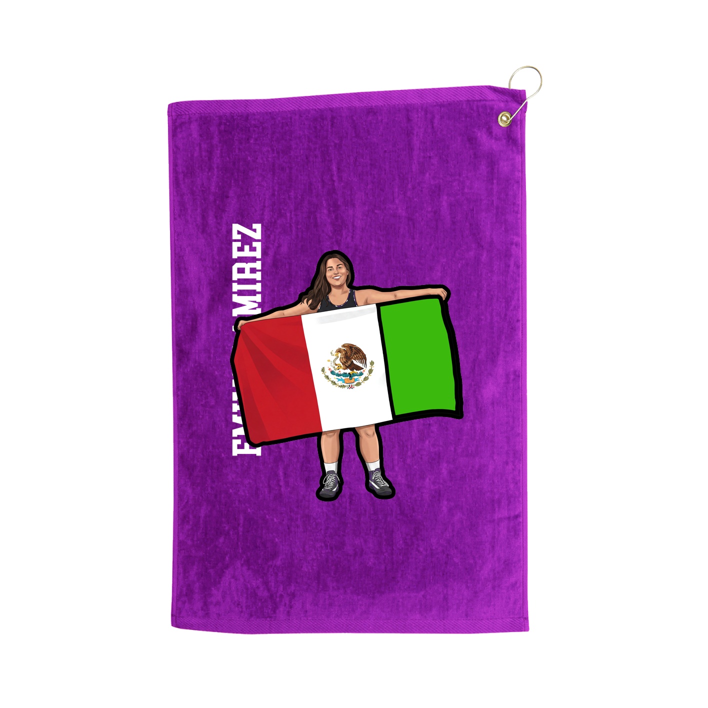 Golf Towel — Name Vertical in Purple