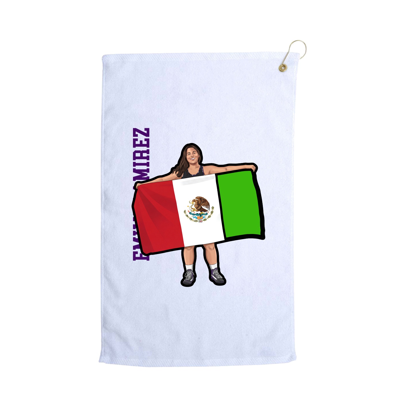 Golf Towel — Name Vertical in White