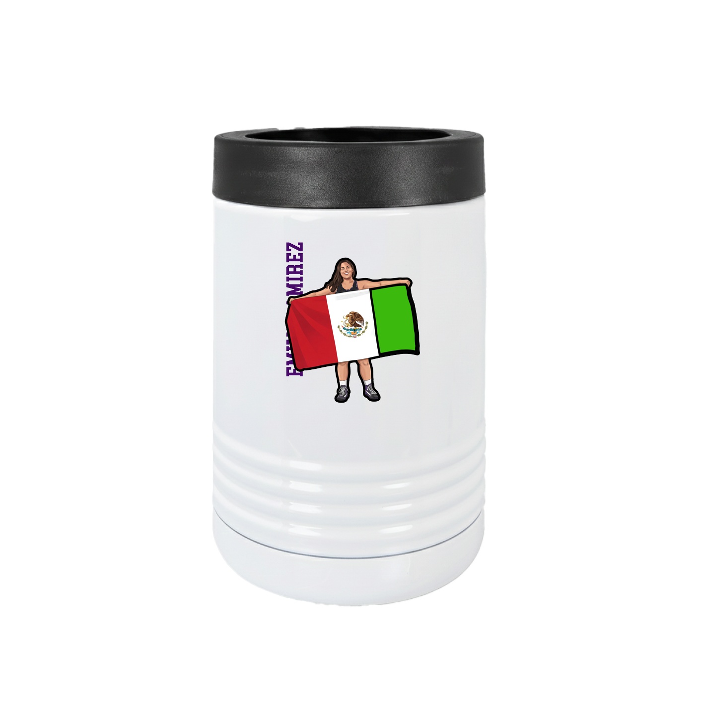 Beverage Holder — Name Vertical in White