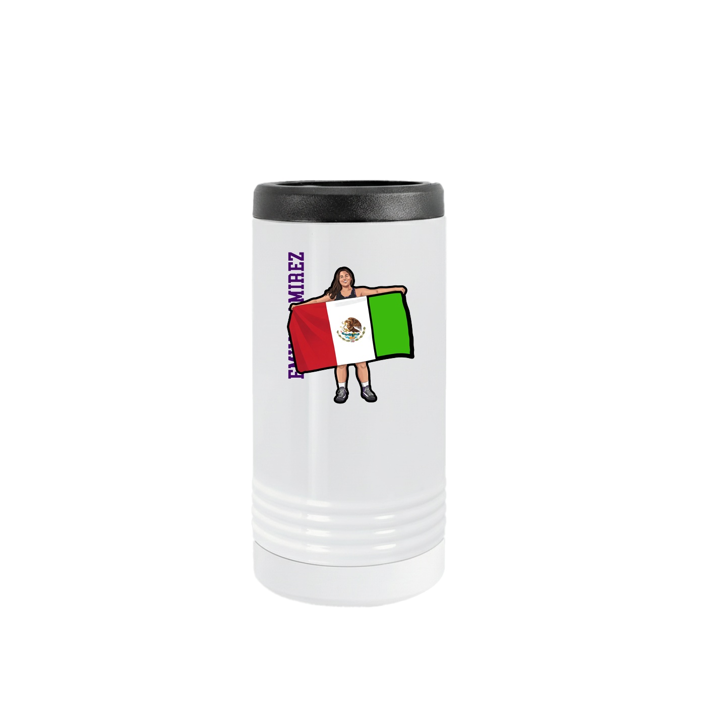 Slim Beverage Holder — Name Vertical in White