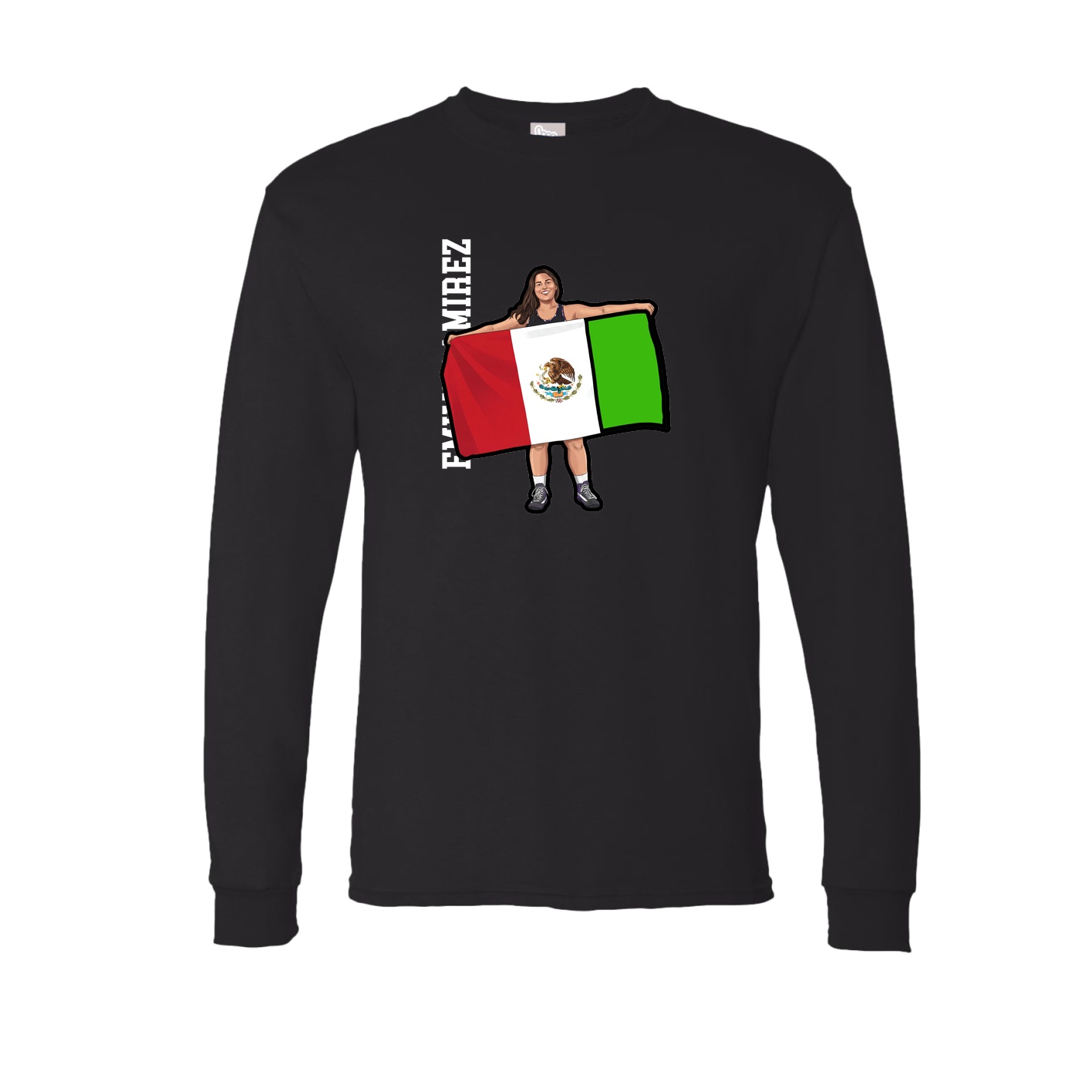 Long Sleeve Tee — Name Vertical in Black