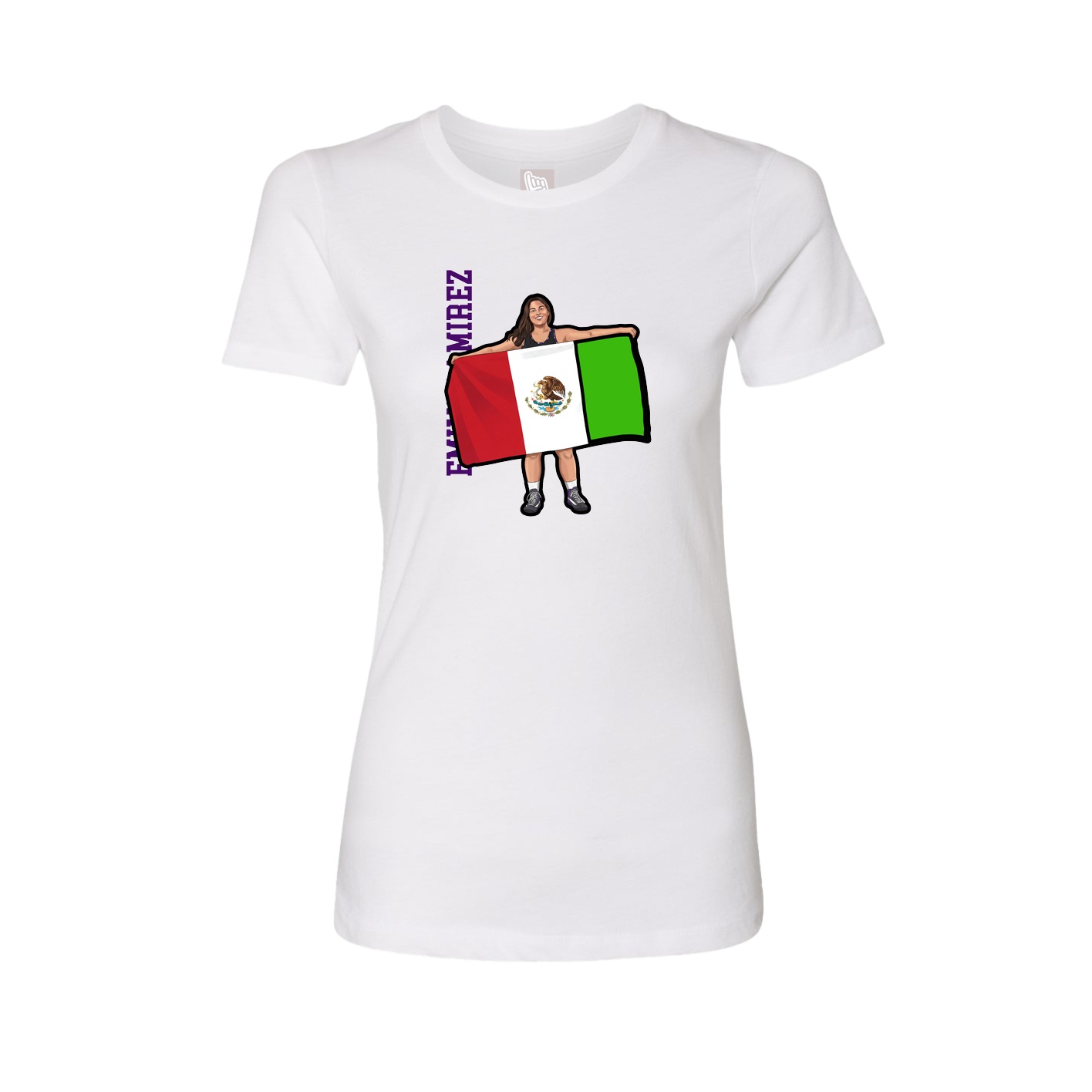 Fitted Women's Tee — Name Vertical in White