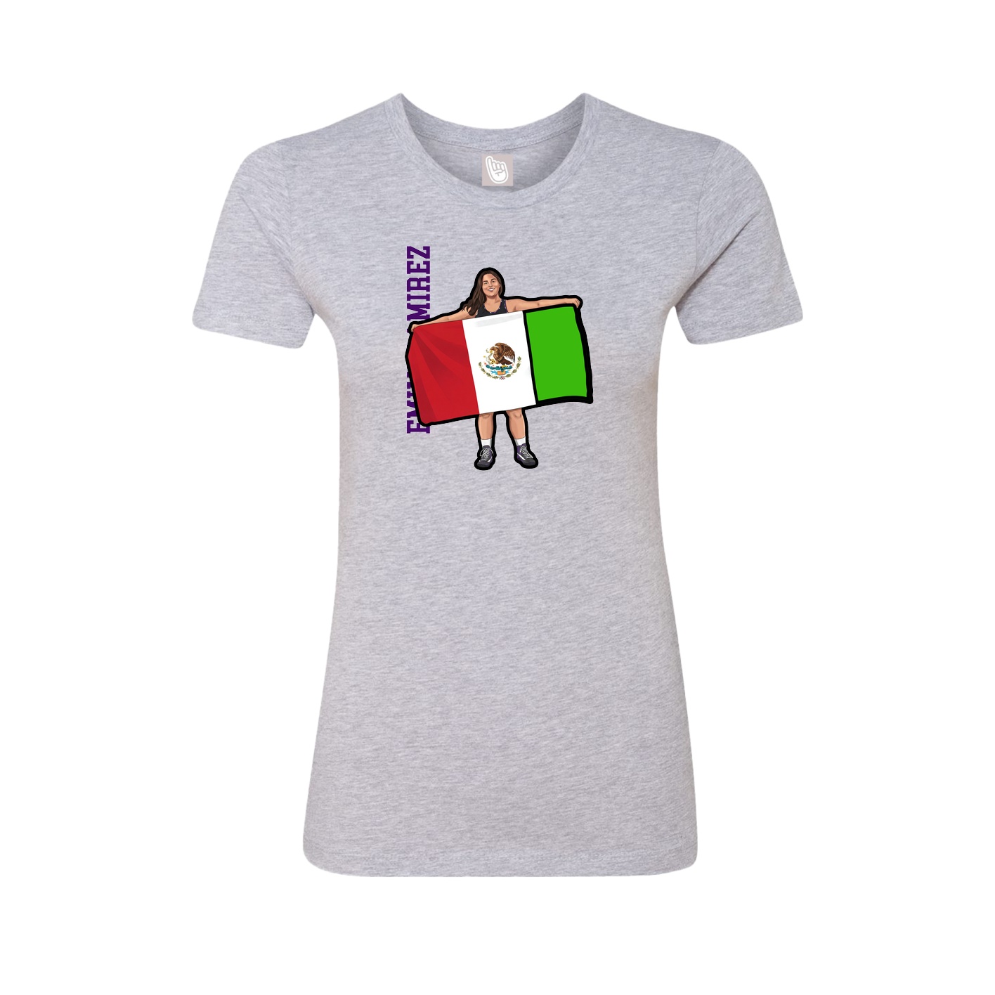 Womens Tee — Name Vertical in Grey