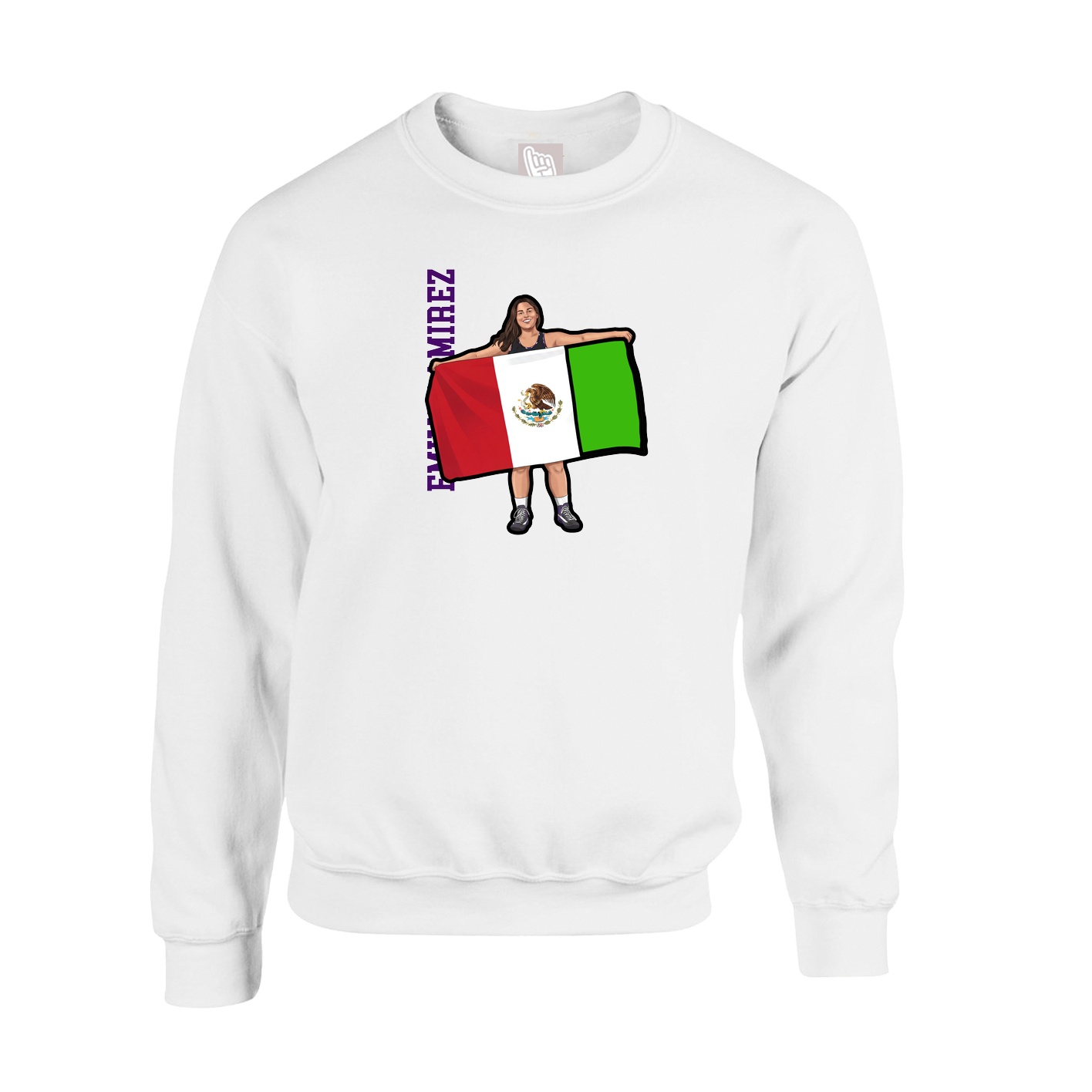 Fleece Crew — Name Vertical in White