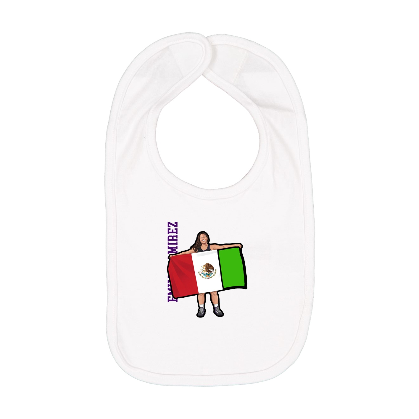 Infant Bib — Name Vertical in White
