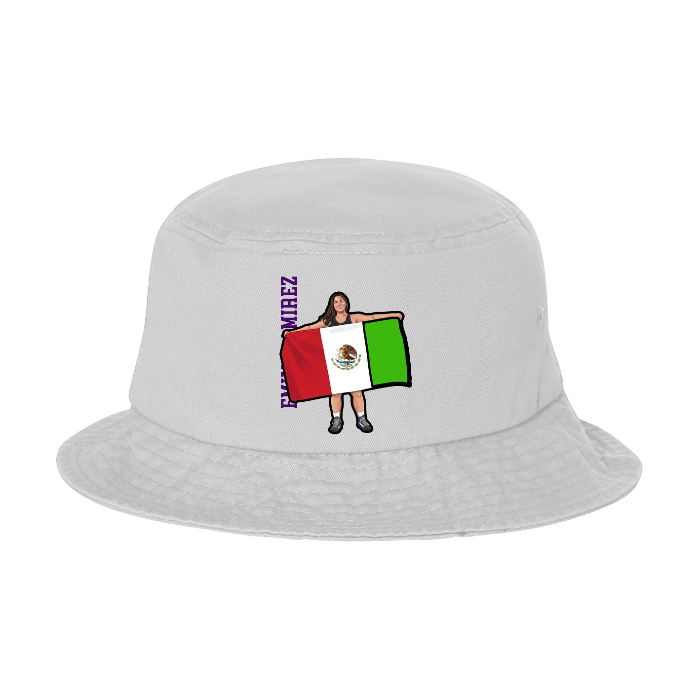 Bucket Cap — Name Vertical in White