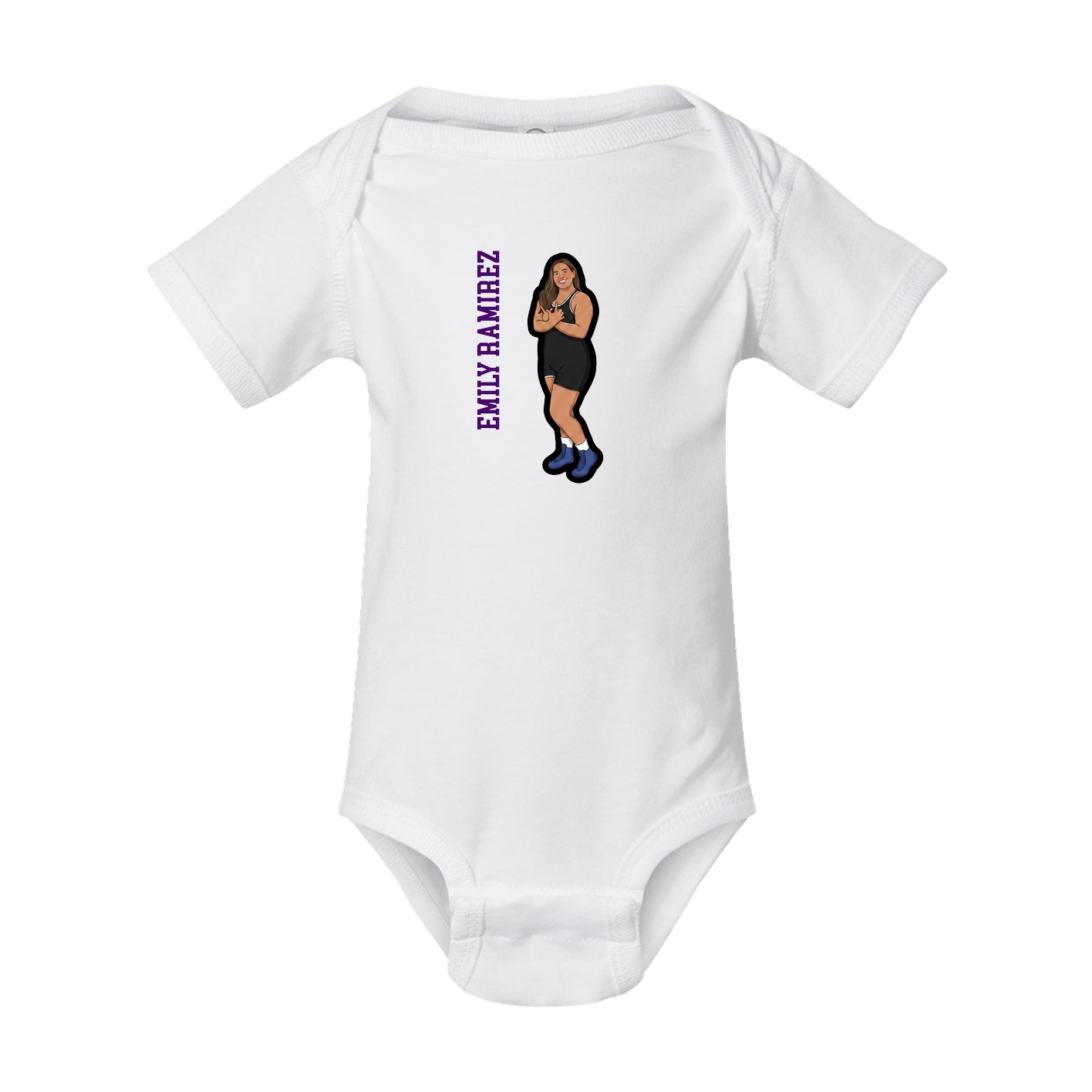 Baby Onesie — Name Vertical in White