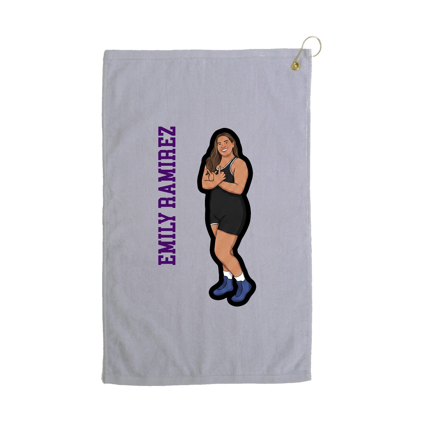 Golf Towel — Name Vertical in Grey