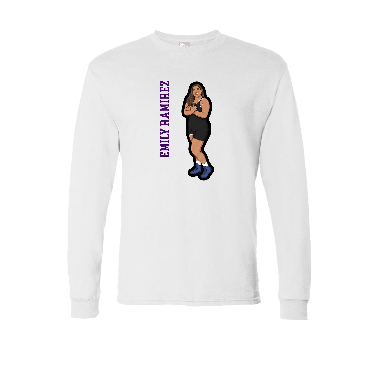 Long Sleeve Tee — Name Vertical in White