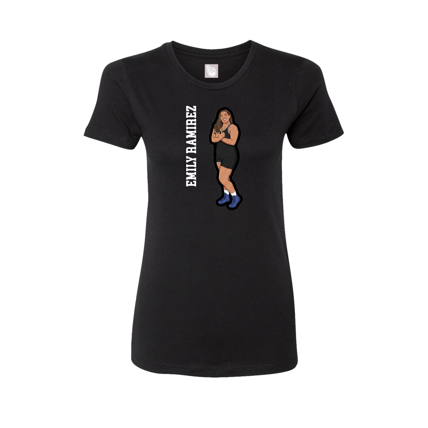 Womens Tee — Name Vertical in Black