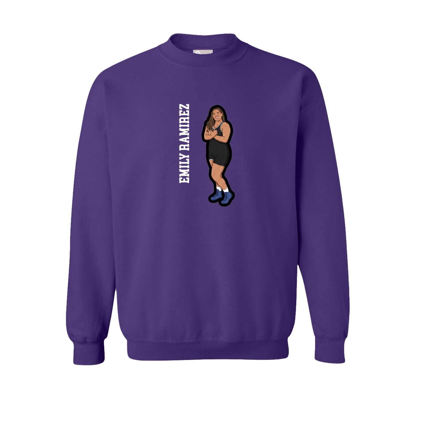 Fleece Crew — Name Vertical in Purple