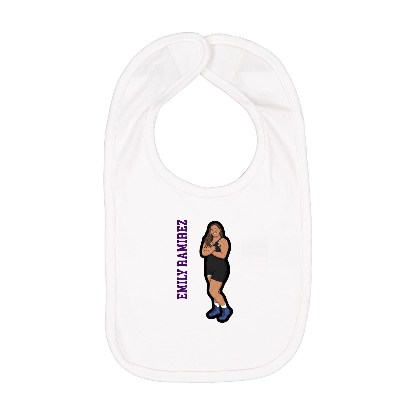 Infant Bib — Name Vertical in White