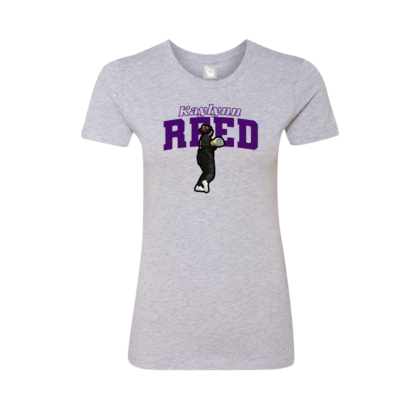Fitted Women's Tee — Name Arch in Grey