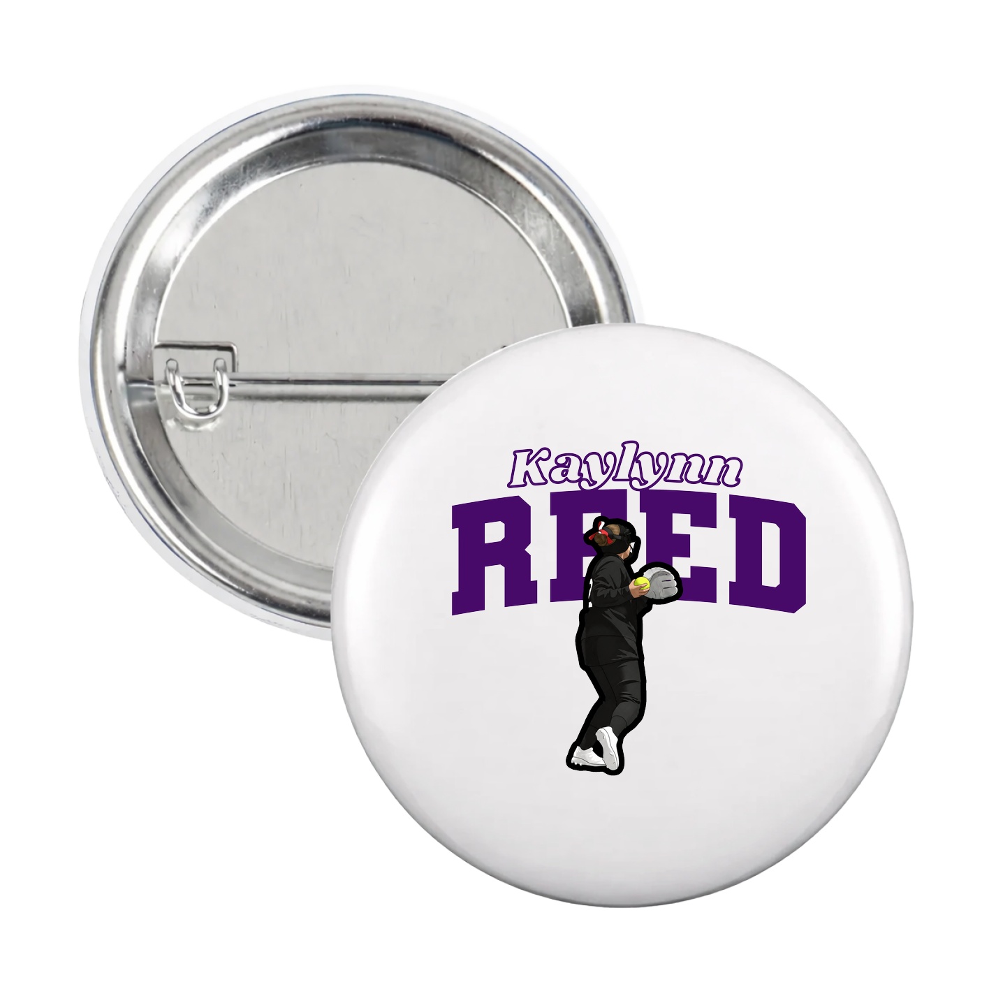 Game Day Button — Name Arch in White